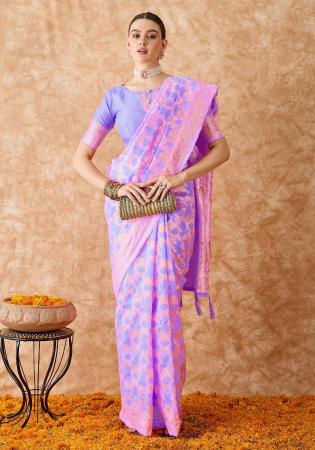Picture of Lovely Silk Lavender Saree