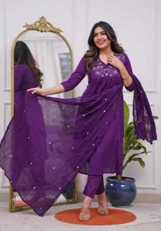 Picture of Rayon Dark Slate Blue Readymade Salwar Kameez