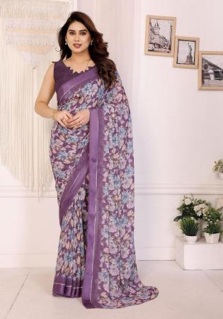 Picture of Sightly Satin Purple Saree