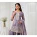 Picture of Bewitching Chiffon Plum Straight Cut Salwar Kameez