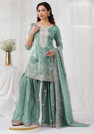 Picture of Medium Spring Green Straight Cut Salwar Kameez