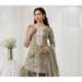Picture of Chiffon Dark Olive Green Straight Cut Salwar Kameez