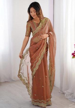 Picture of Delightful Silk Orange Red Saree