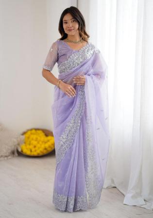 Picture of Delightful Silk Light Slate Grey Saree