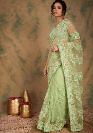 Picture of Admirable Net Dark Khaki Saree