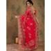 Picture of Comely Net Dark Red Saree