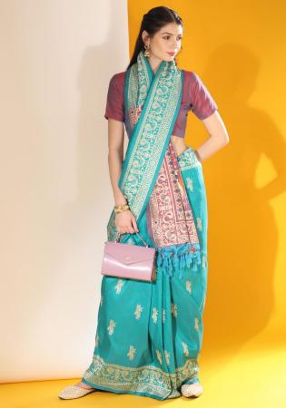 Picture of Superb Silk Medium Turquoise Saree