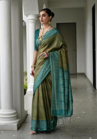 Picture of Amazing Silk Dark Green Saree