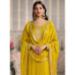 Picture of Chiffon & Silk Yellow Straight Cut Salwar Kameez