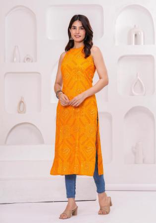 Picture of Graceful Rayon Dark Orange Kurtis & Tunic