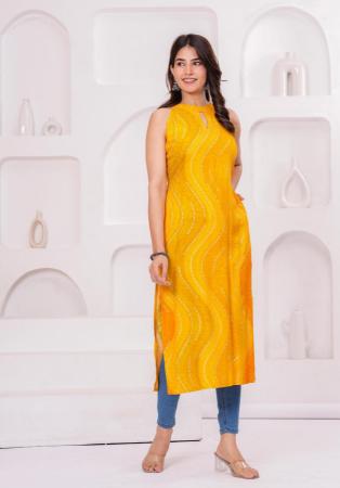 Picture of Amazing Rayon Golden Kurtis & Tunic