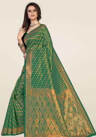Picture of Fascinating Net & Silk & Organza Dark Olive Green Saree