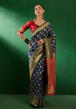 Picture of Graceful Net & Silk & Organza Steel Blue Saree