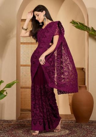 Picture of Taking Net & Silk & Organza Purple Saree