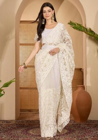 Picture of Gorgeous Net & Silk & Organza White Saree