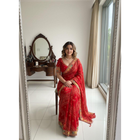 Picture of Bewitching Georgette Maroon Saree