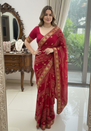 Picture of Fine Georgette Maroon Saree