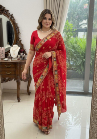 Picture of Magnificent Georgette Dark Red Saree