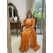 Picture of Statuesque Georgette Golden Rod Saree