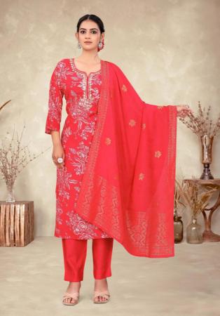 Picture of Sublime Chiffon Red Readymade Salwar Kameez