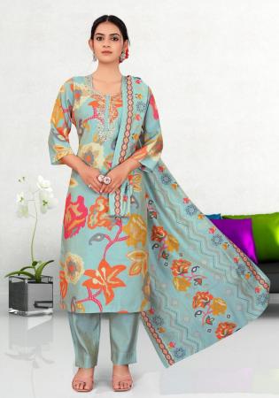 Picture of Splendid Chiffon Steel Blue Readymade Salwar Kameez