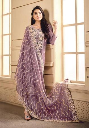 Picture of Radiant Organza Plum Straight Cut Salwar Kameez