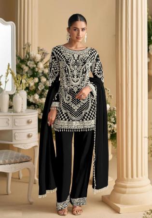 Picture of Amazing Georgette Black Straight Cut Salwar Kameez