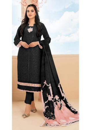 Picture of Comely Cotton Black Straight Cut Salwar Kameez