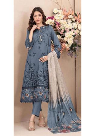 Picture of Comely Cotton Slate Grey Straight Cut Salwar Kameez