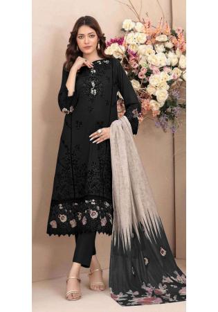 Picture of Ravishing Cotton Black Straight Cut Salwar Kameez