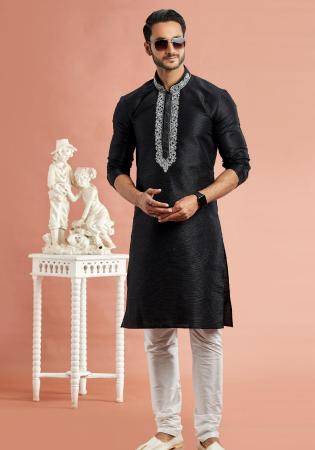 Picture of Wonderful Silk Black Kurtas