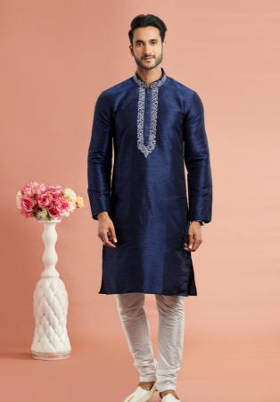 Picture of Alluring Silk Navy Blue Kurtas