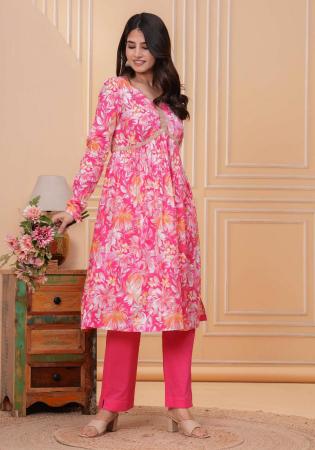 Picture of Rayon & Cotton Light Coral Readymade Salwar Kameez