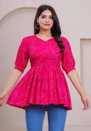 Picture of Well Formed Rayon Deep Pink Kurtis & Tunic