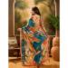 Picture of Stunning Cotton & Linen Teal Saree