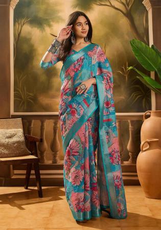 Picture of Exquisite Cotton & Linen Grey Saree