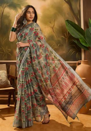 Picture of Ideal Cotton & Linen Dim Gray Saree