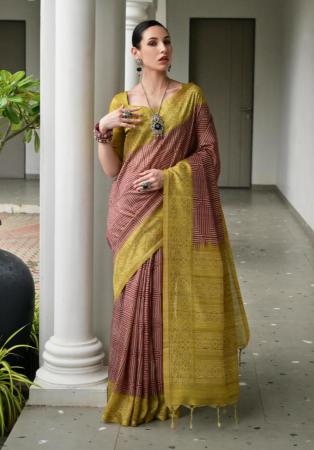 Picture of Excellent Silk Dark Olive Green Saree