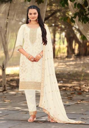 Picture of Taking Rayon Antique White Readymade Salwar Kameez