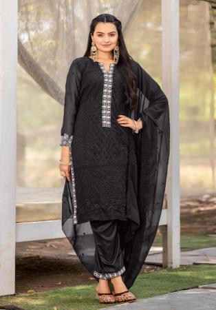 Picture of Resplendent Georgette Black Readymade Salwar Kameez