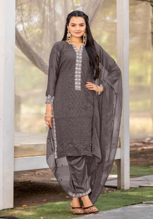 Picture of Bewitching Georgette Dim Gray Readymade Salwar Kameez