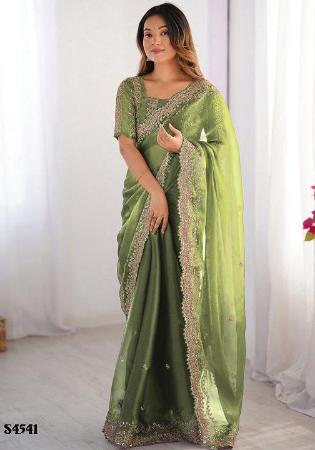 Picture of Delightful Silk Dark Olive Green Saree