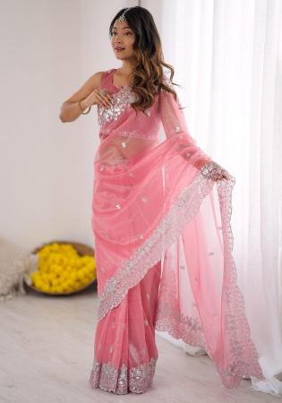 Picture of Pleasing Silk Pale Violet Red Saree