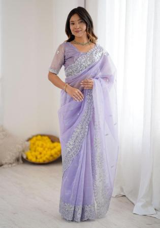 Picture of Elegant Silk Light Slate Grey Saree