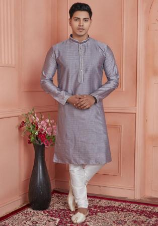 Picture of Pleasing Silk Light Slate Grey Kurtas