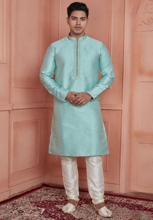 Picture of Splendid Silk Light Steel Blue Kurtas