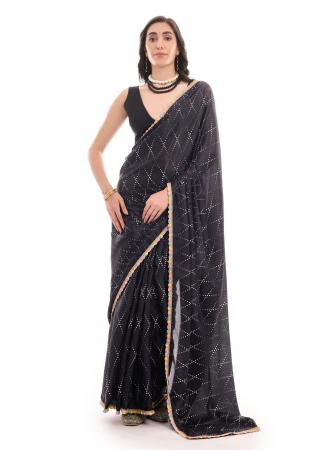 Picture of Fine Chiffon Black Saree