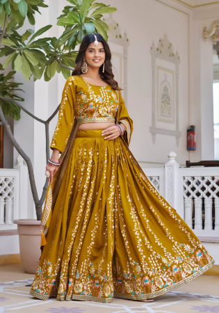 Picture of Marvelous Silk Olive Readymade Lehenga Choli