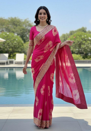Picture of Graceful Georgette Thistle Saree