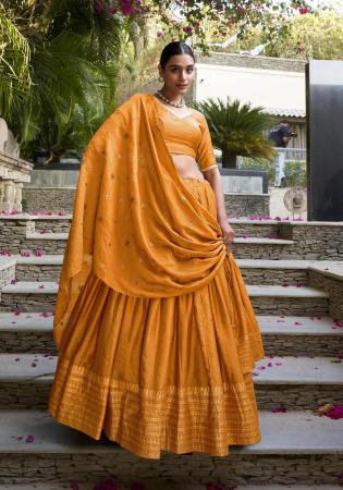 Picture of Beauteous Chiffon Dark Golden Rod Lehenga Choli